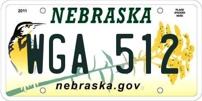 NE license plate WGA512