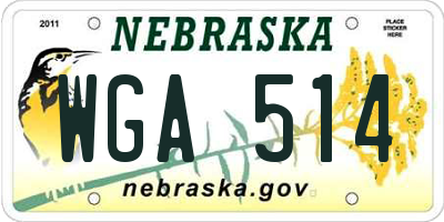 NE license plate WGA514