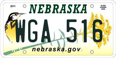 NE license plate WGA516