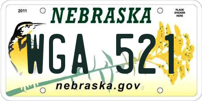 NE license plate WGA521