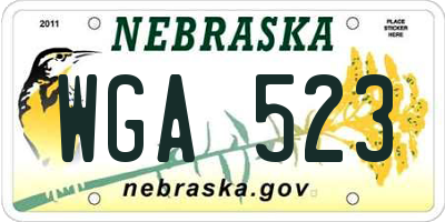 NE license plate WGA523