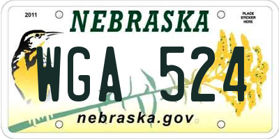 NE license plate WGA524