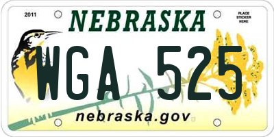 NE license plate WGA525