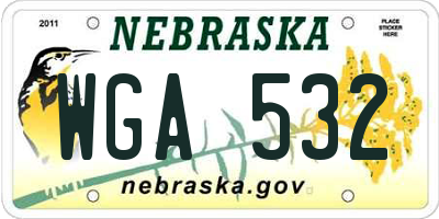 NE license plate WGA532