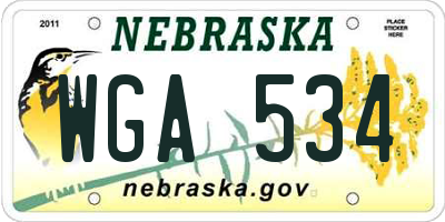NE license plate WGA534