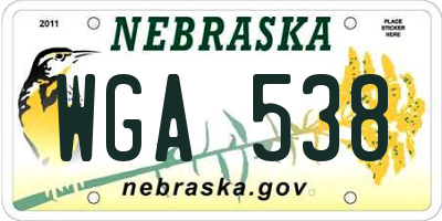 NE license plate WGA538