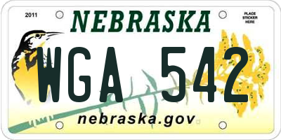 NE license plate WGA542