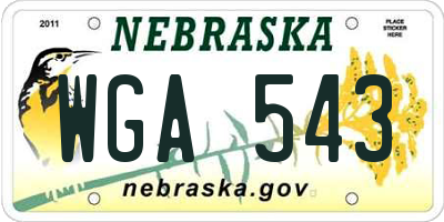NE license plate WGA543