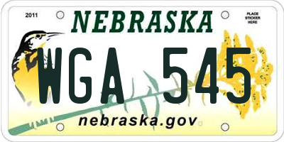 NE license plate WGA545