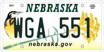 NE license plate WGA551
