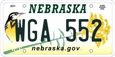 NE license plate WGA552