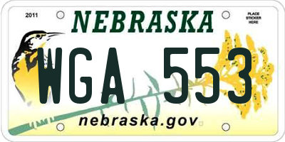 NE license plate WGA553