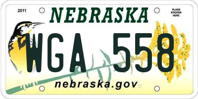 NE license plate WGA558