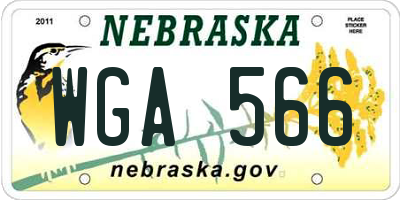 NE license plate WGA566