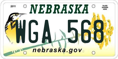 NE license plate WGA568