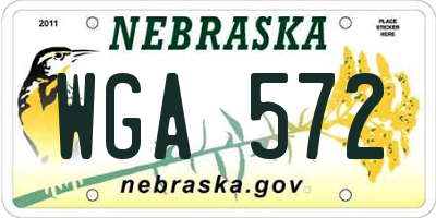 NE license plate WGA572