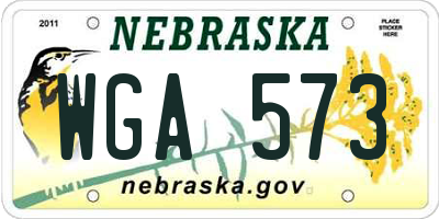 NE license plate WGA573