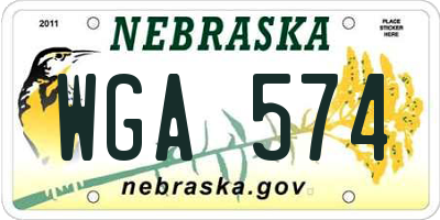 NE license plate WGA574