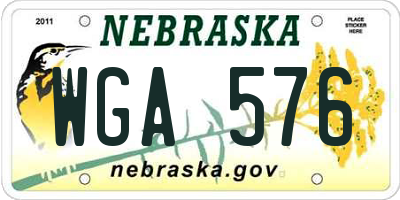 NE license plate WGA576