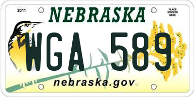 NE license plate WGA589
