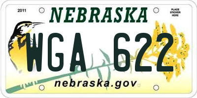 NE license plate WGA622
