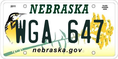 NE license plate WGA647