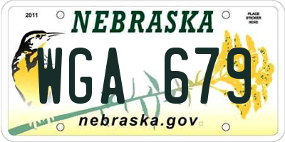 NE license plate WGA679