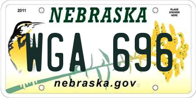 NE license plate WGA696