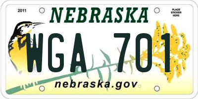 NE license plate WGA701