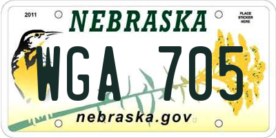NE license plate WGA705