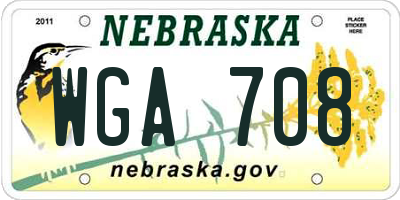 NE license plate WGA708