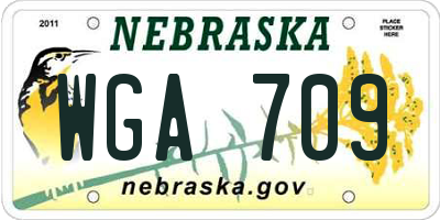 NE license plate WGA709