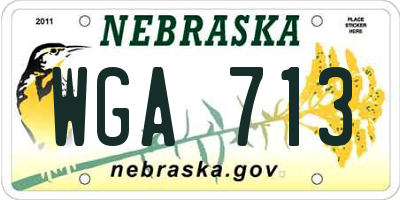 NE license plate WGA713