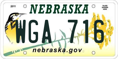 NE license plate WGA716