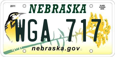 NE license plate WGA717