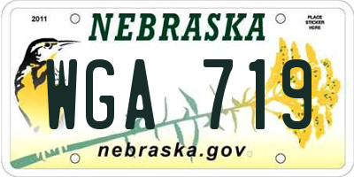NE license plate WGA719