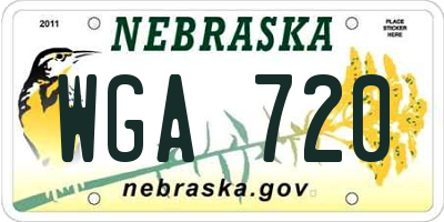 NE license plate WGA720