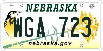 NE license plate WGA723