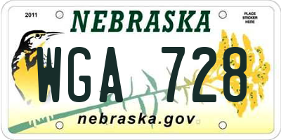 NE license plate WGA728
