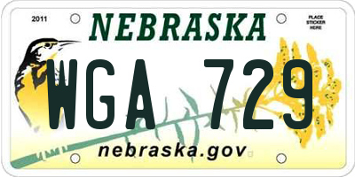 NE license plate WGA729