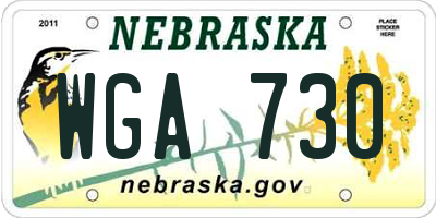 NE license plate WGA730