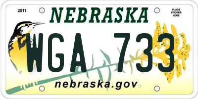 NE license plate WGA733