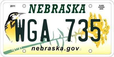 NE license plate WGA735