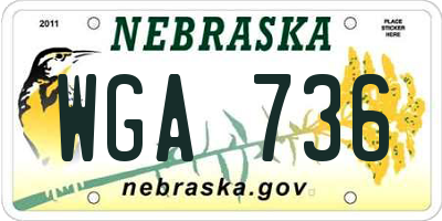 NE license plate WGA736