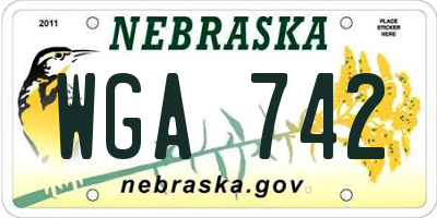 NE license plate WGA742