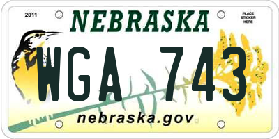 NE license plate WGA743