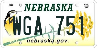 NE license plate WGA751