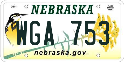 NE license plate WGA753
