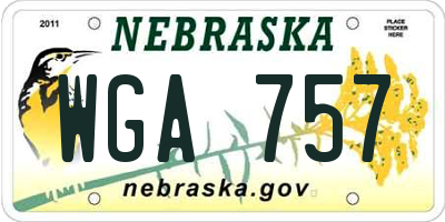 NE license plate WGA757