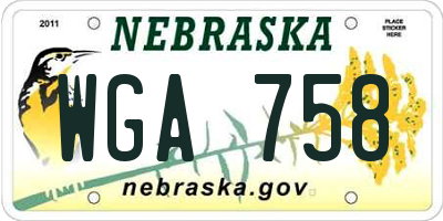 NE license plate WGA758